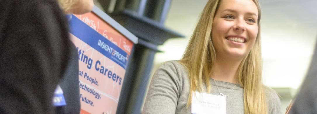 Girl student at career fair