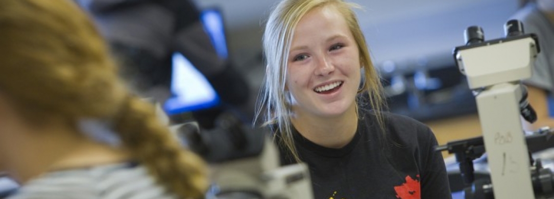 Female student in lab classroom