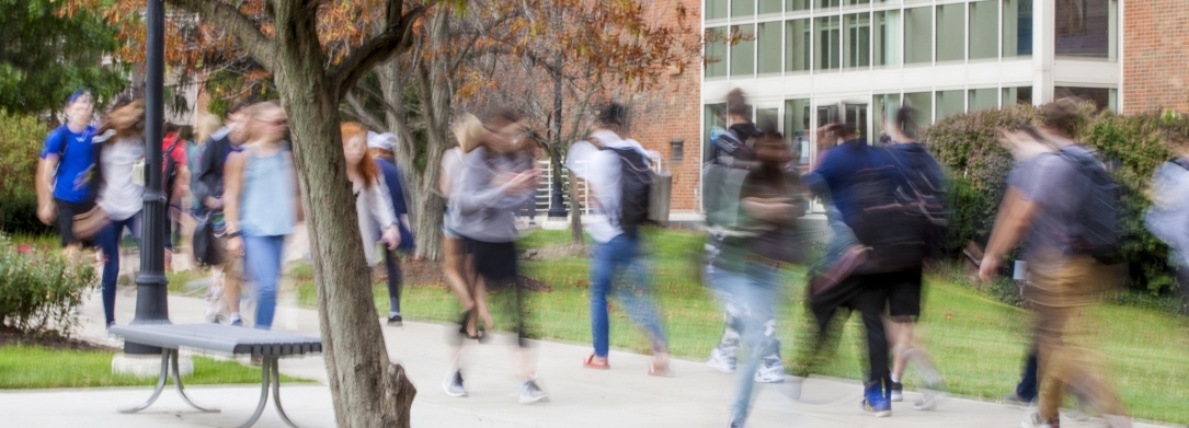 Students walking on campus
