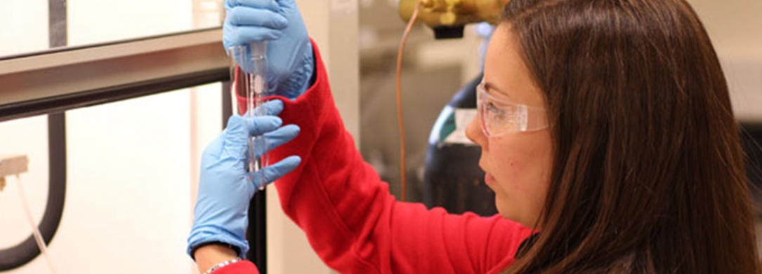 Young female doing lab work