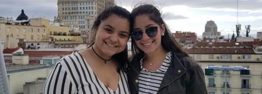 Two female students studying at Universidad Pontificia Comillas in Madrid, Spain.