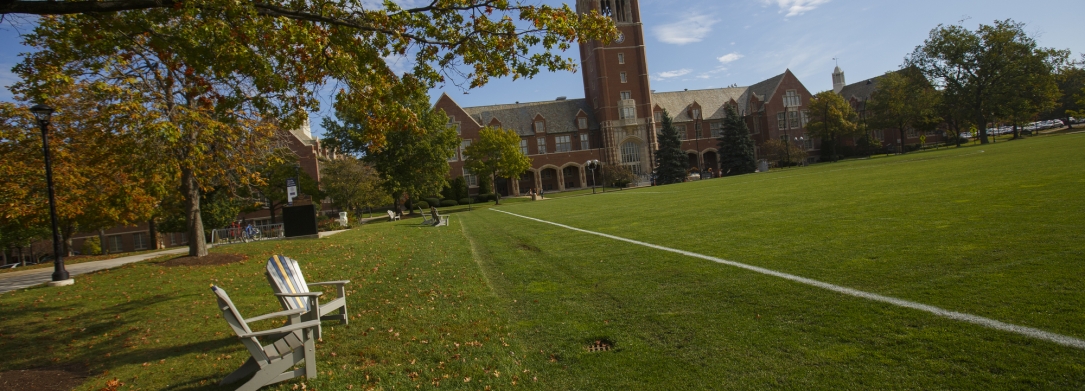 Image with grass field and the main JCU building
