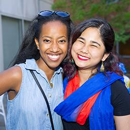 Two female students at the Multicultural Welcome Celebration