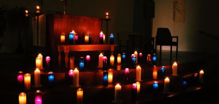 Candles in the chapel.