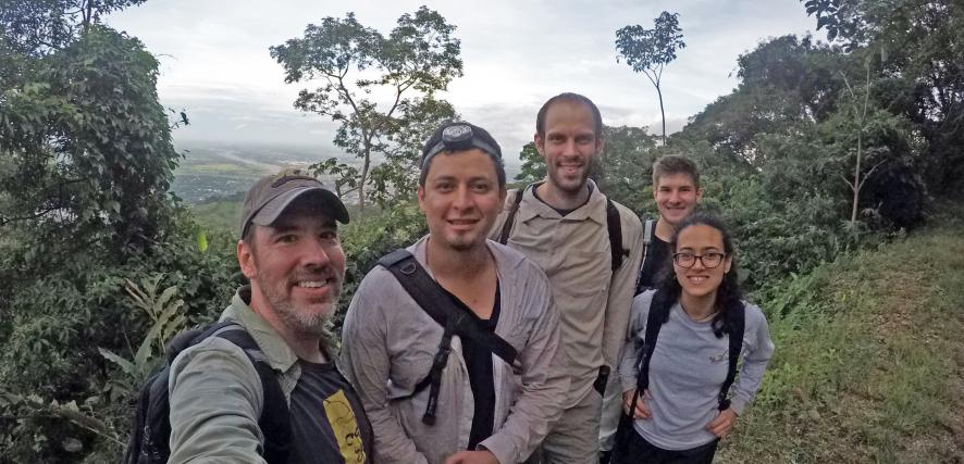 Watling and his research group stand in the Amazon