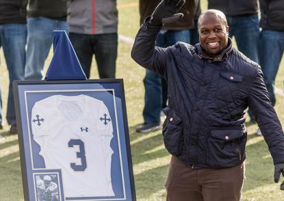 Ceremony in which London Fletcher's number 3 was retired during halftime of a football game