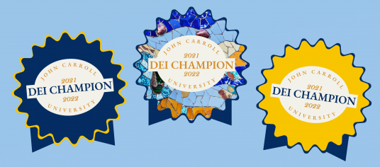 image of three DEI Champions badges in various colors
